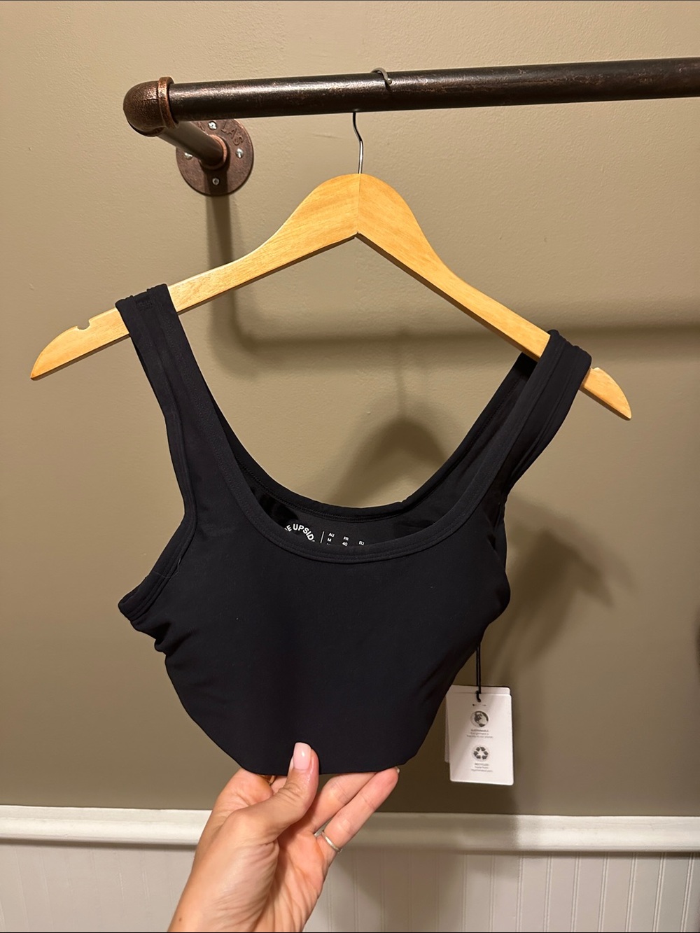 The Upside Black Scoop Neck Sports Bralette